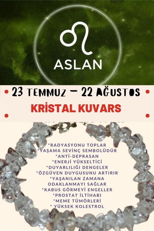 Sertifikalı Burç Taşı Aslan Burcu Kristal Kuvars Taşı Bileklik