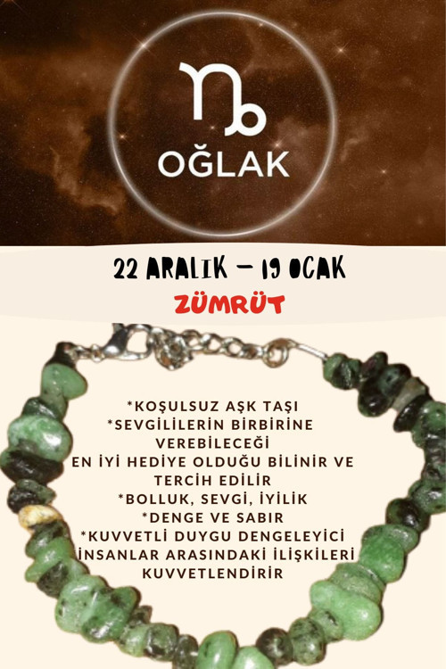 Sertifikalı Burç Taşı Oğlak Burcu Zümrüt Taşı Bileklik