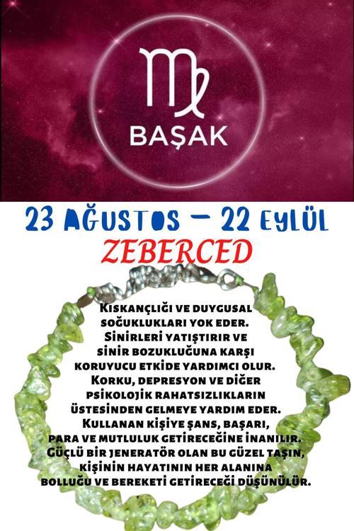 Sertifikalı Burç Taşı Başak Burcu Zeberced Taşı Bileklik