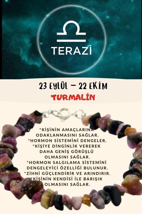 Burç Taşı Terazi Burcu Turmalin Taşı Bileklik