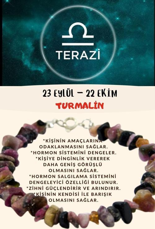 Burç Taşı Terazi Burcu Turmalin Taşı Bileklik