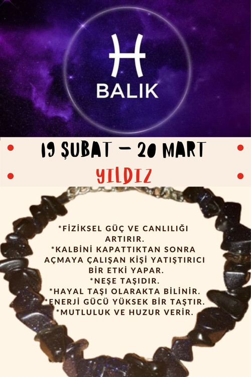 Sertifikalı Burç Taşı Balık Burcu Yıldız Taşı Bileklik