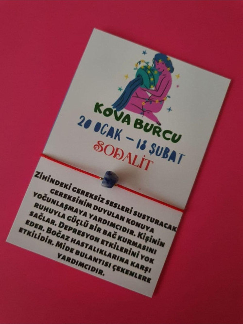Kova Burcu Sodalit Doğal Taşlı İp Burç Bilekliği