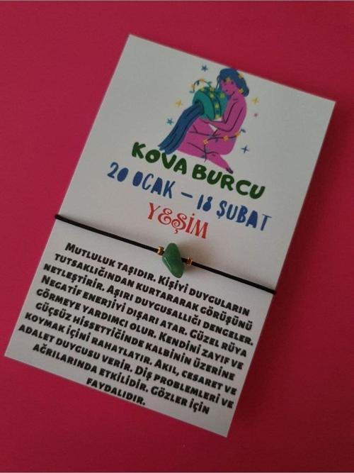Kova Burcu Yeşim Doğal Taşlı İp Burç Bilekliği