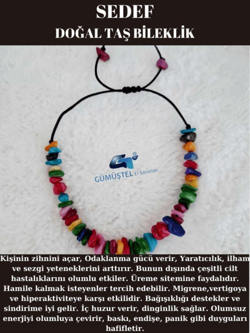 Doğal Kırık Taş Renkli Sedef Taşı Bileklik Asansörlü Kilit Sistemi