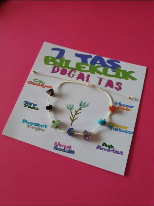 7 Taş Bileklik Doğal Taş İp Bileklik