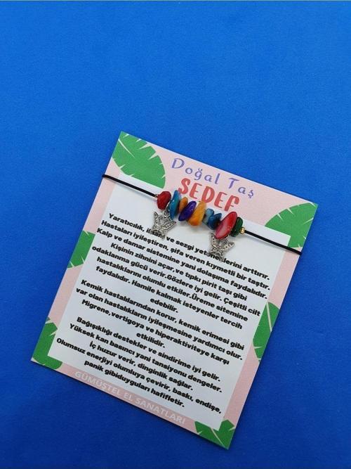 Sedef Doğal Taş Bileklik Kelebek Detaylı Orijinal Doğal Taş