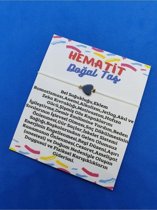 Hematit Doğal Taş Kalp Bileklik