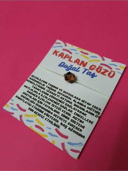 Kaplan Gözü Doğal Taş Asansörlü İp Bileklik
