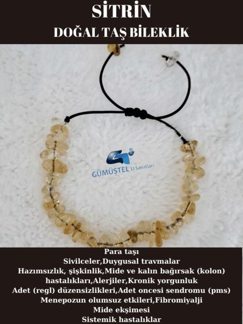 Doğal Kırık Taş Sitrin Taşı Bileklik Asansörlü Kilit Sistemi