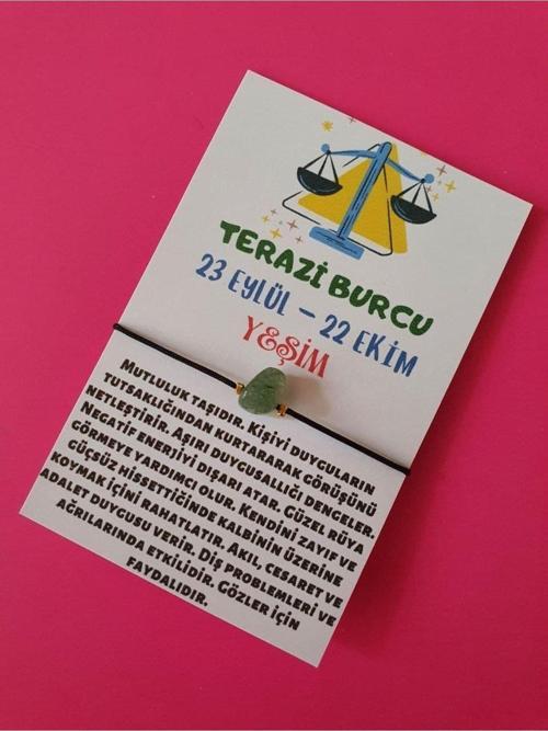 Terazi Burcu Yeşim Doğal Taşlı İp Burç Bilekliği