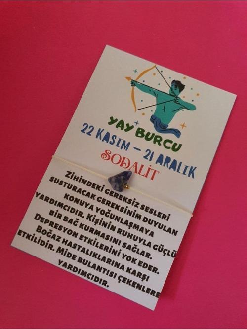 Yay Burcu Sodalit Doğal Taşlı İp Burç Bilekliği