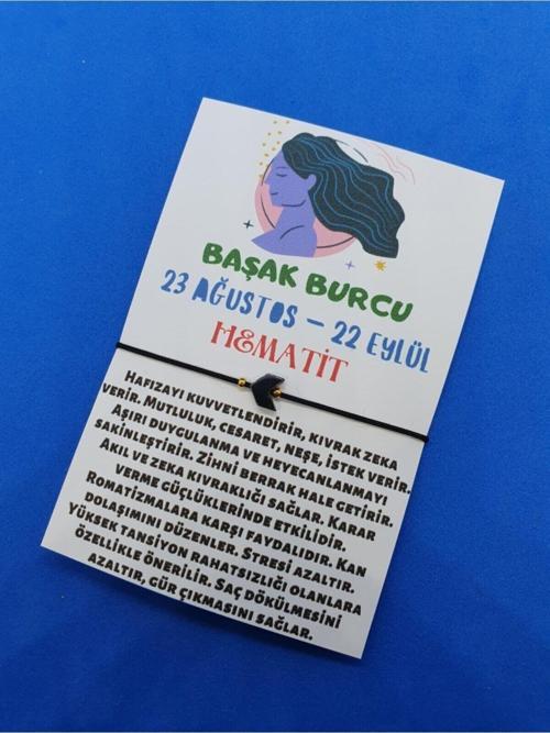 Başak Burcu Hematit Doğal Taş Ip Burç Bilekliği