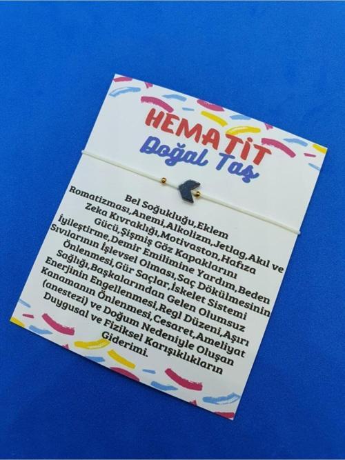 Sertifikalı Hematit Taşı Üçgen Doğal Taş Bileklik