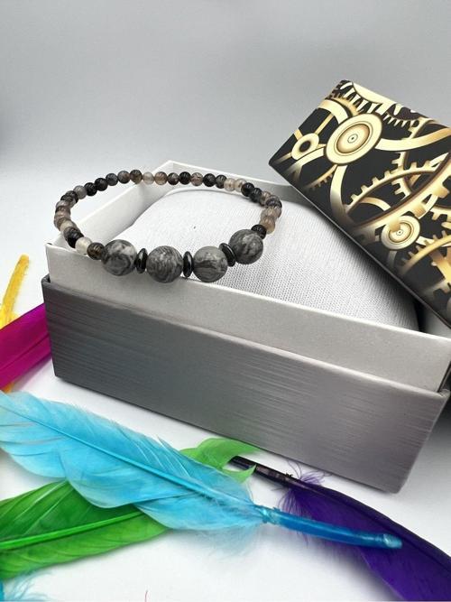 Doğal Taş Jasper Akik Hematit Doğal Taş Bileklik 4&8 mm