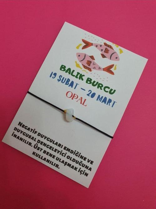 Balık Burcu Opal Doğal Taşlı İp Burç Bilekliği