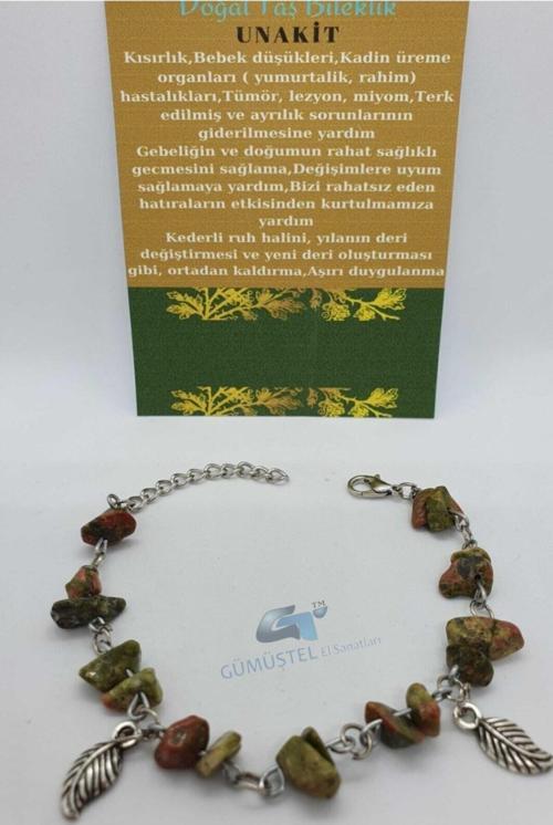Sertifikalı Doğal Unakit Taşı Bileklik El Yapımı
