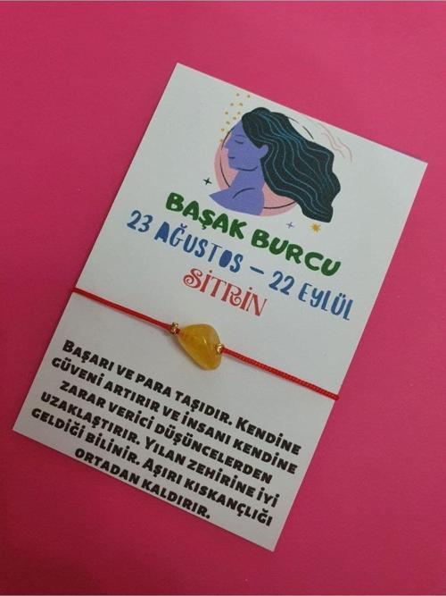 Başak Burcu Sitrin Doğal Taşlı İp Burç Bilekliği