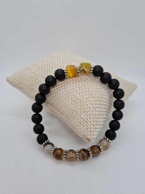 Yosunlu Akik ve Oniks Doğal Taş Bileklik