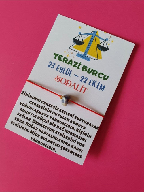 Terazi Burcu Sodalit Doğal Taşlı İp Burç Bilekliği