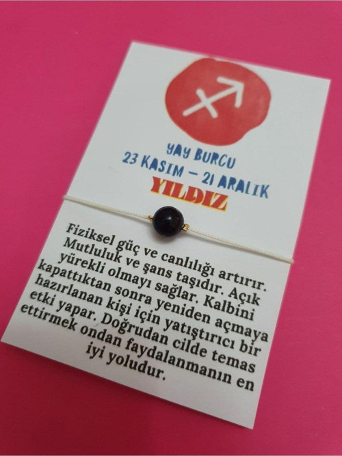 Yay Burcu Yıldız Doğal Taş İp Burç Bilekliği