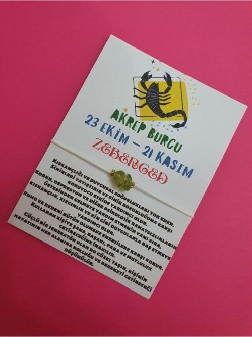 Akrep Burcu Zeberced Doğal Taşlı İp Burç Bilekliği