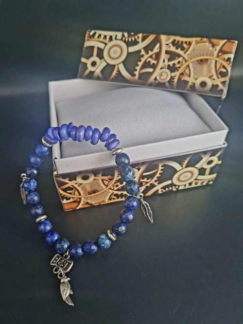 Doğal Taş Bileklik Özel Tasarım Lapis Lazuli Sedef Doğal Taş AAA Kalite Sürpriz
