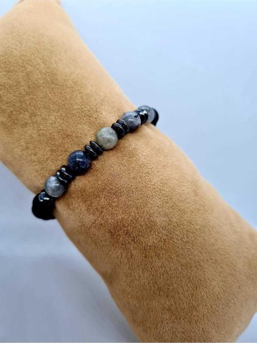 Labradorit , Hematit , Oniks Doğal Taş Bileklik