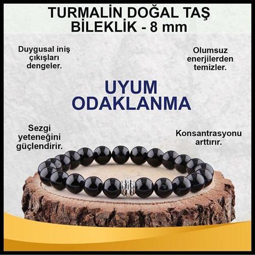 Siyah Turmalin Doğal Taş Bileklik 8 mm