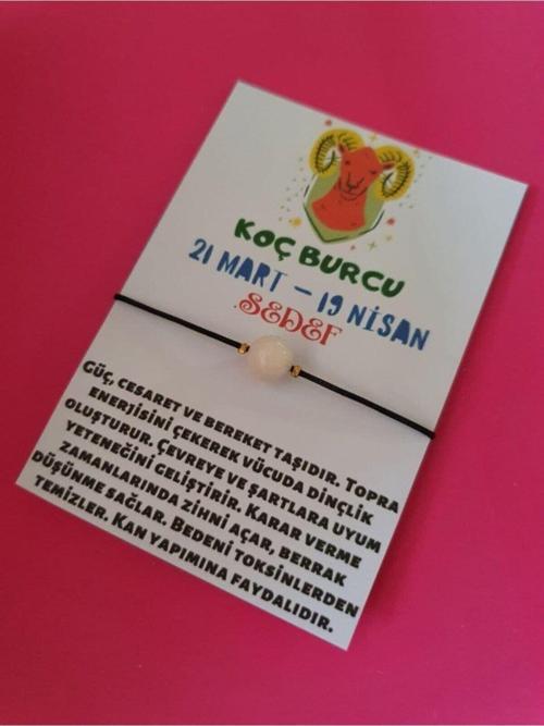 Sertifikalı Koç Burcu Sedef Doğal Taşlı Ip Burç Bilekliği