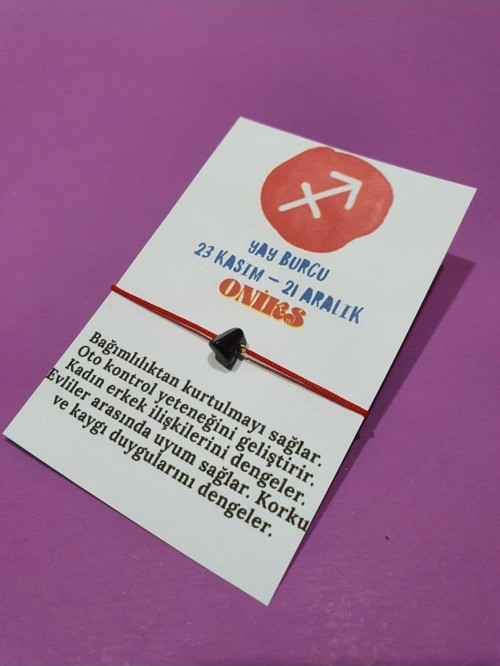 Yay Burcu Oniks Doğal Taşlı İp Burç Bilekliği
