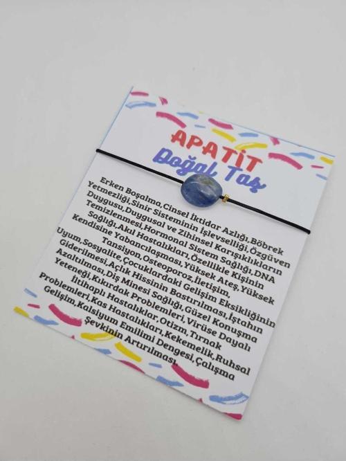 Apatit Doğal Taş Bileklik Makrome Ayarlamalı Kilit Sistemi