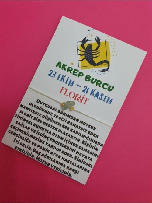 Akrep Burcu Florit Doğal Taşlı Ip Burç Bilekliği
