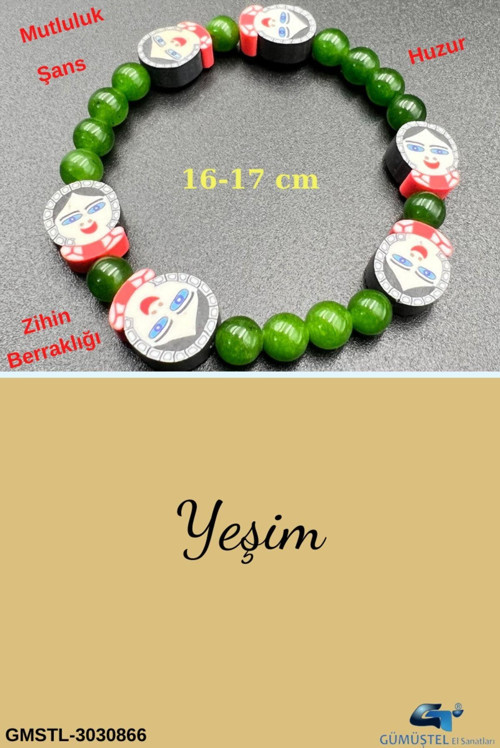Unisex Yeşim Doğal Taş Çocuk Bilekliği