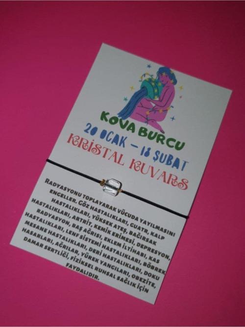 Sertifikalı Kova Burcu Kristal Kuvars Doğal Taşlı Ip Burç Bilekliği
