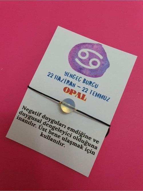 Yengeç Burcu Opal Doğal Taş İp Burç Bilekliği