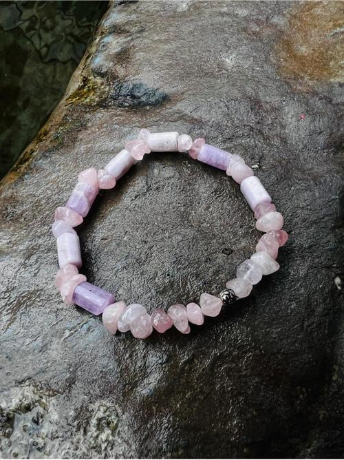 Sertifikalı Ametrin & Pembe Kuvars Tasarım Bileklik Orijinal Doğal Taş AAA Kalite