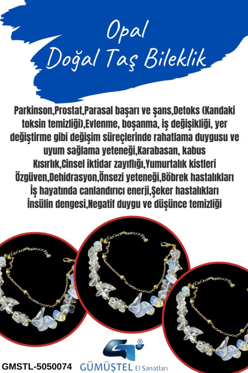 Sertifikalı Opal Doğal Taş Bileklik Özel Tasarım