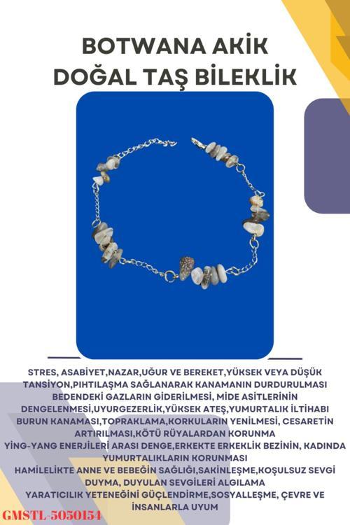 Sertifikalı Bostwana Doğal Taş El Yapımı Tasarım Bileklik