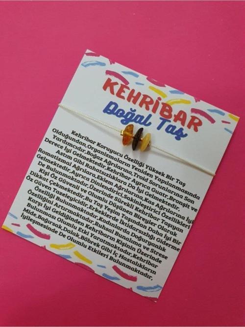 Kehribar Bileklik Asansörlü Ayarlanabilen Ip Bileklik