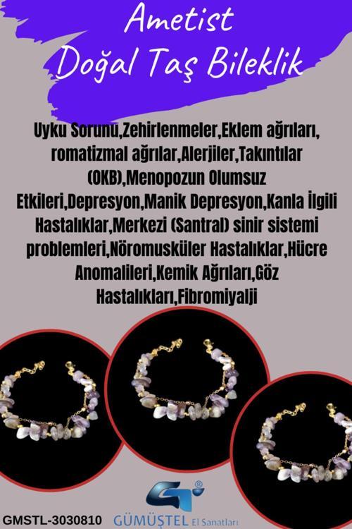 Sertifikalı Ametist Doğal Taş Bileklik Özel Tasarım