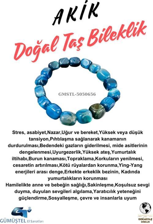 Sertifikalı Akik Doğal Taş Şekilsiz Bileklik