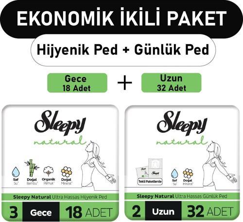 Natural Ultra Ped Gece 18 Adet + Uzun Günlük Ped 32 Adet
