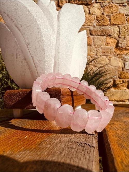 Doğal Pembe Kuvars Taşı Özel Kesim Rolex Bileklik AAA Kalite