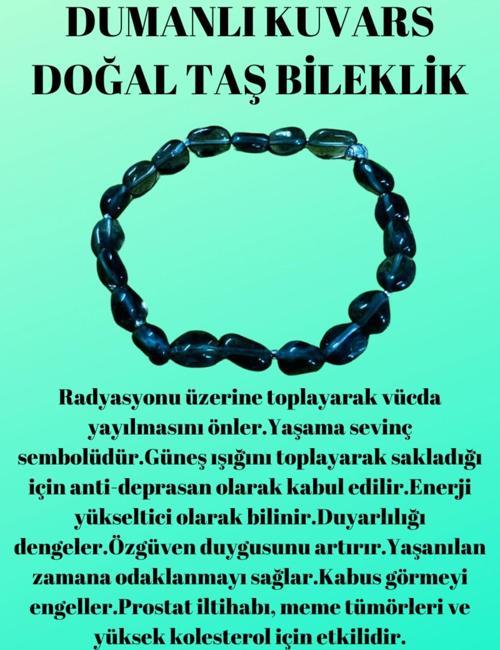 Sertifikalı Dumanlı Kuvars Doğal Taş Şekilsiz Tımbıl Bileklik AAA Kalite Sürpriz Hediyeli