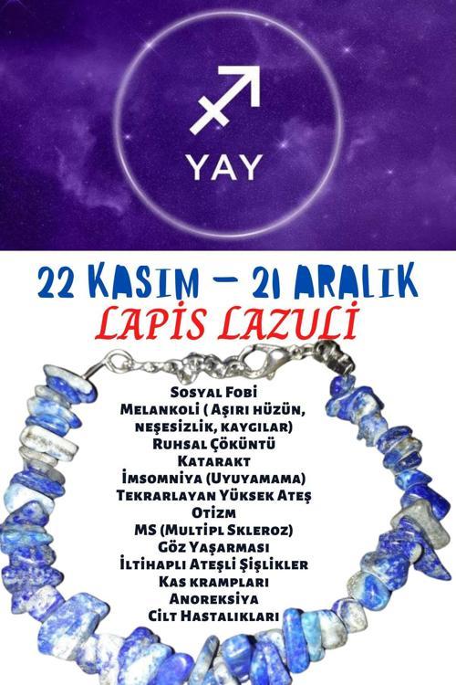 Sertifikalı Burç Taşı Yay Burcu Lapis Lazuli Taşı Bileklik