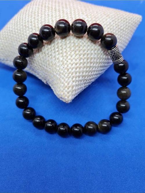 Doğal Taş Obsidyen Taşı Bileklik