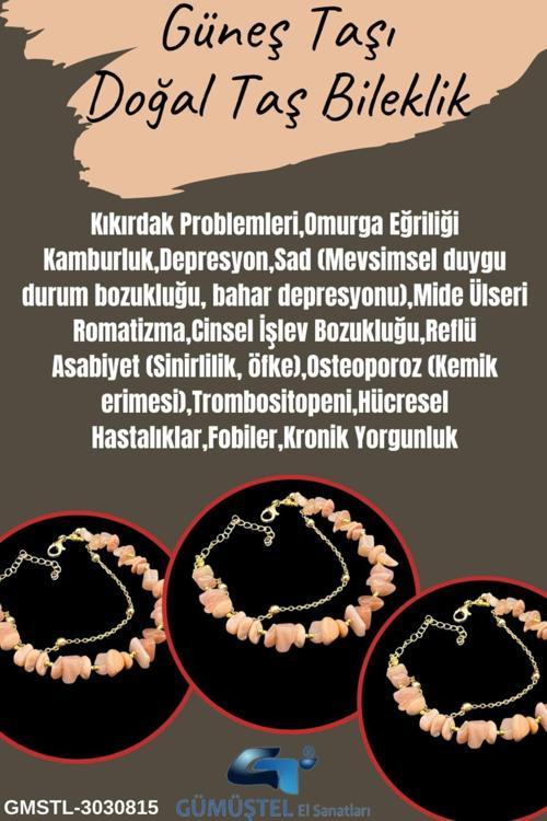 Sertifikalı Güneş Taşı Doğal Taş Bileklik Özel Tasarım