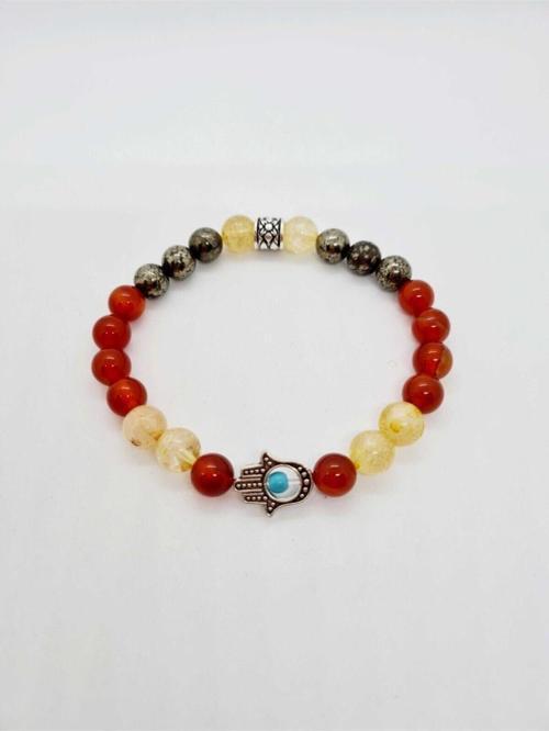 Doğal Taş Bilekliği Pirit Sitrin Akik Doğaltaş Bileklik