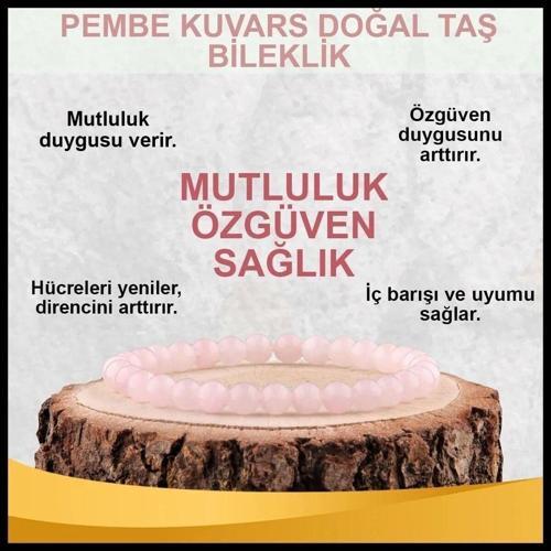 Sertifikalı Pembe Kuvars Doğal Taş Bileklik 6mm